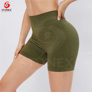Pantalones cortos de gimnasio para mujer con logotipo personalizado Pantalones cortos de yoga sin costuras para entrenamiento deportivo de alta calidad para mujer - Product Image 1