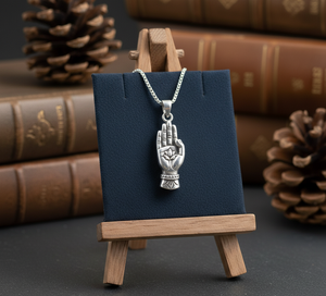 925 Silver Rhodium Link <b>Chain</b> Necklace with <b>Gold</b>-Plated Blessing Hand Pendant Daily Wear Trending Fashion Gift <b>for</b> <b>Men</b> and Women - Product Image 1