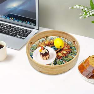 Bandeja de Servir de Madera Hecha a Mano con Asas, Diseño Tradicional, Ligera, de Alta Calidad para Ramadán, Bodas y Decoración del Hogar - Product Image 4