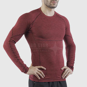 Chemises de compression 100% coton à manches longues T-Shirt de compression léger pour hommes Design imprimé de logo personnalisé coupe ample - Product Image 4