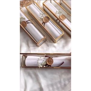 Premium Rectangular Glass Scroll <b>Case</b> with Gold Trim - Desktop Stationery Display Box, Graduation Diploma Scroll Holder - Product Image 6