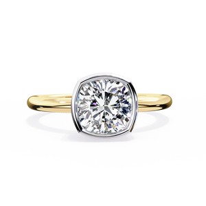 Bague de fiançailles en diamant naturel de qualité supérieure, taille coussin, plaqué or 14 carats, certifiée IGI, pour mariages - Product Image 1