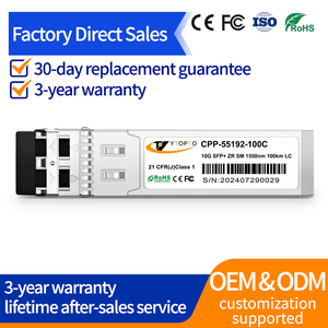 Ytopto 10G SFP + ZR 1550nm 100กม. LC DUPLEX SMF โมดูลรับส่งสัญญาณไฟเบอร์ DDM ที่เสียบได้กับซิสโกจูนิเปอร์ - Product Image 2