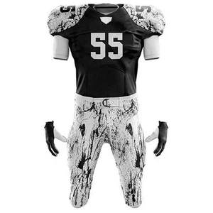 Tenue de football américain de niveau professionnel, ensemble complet rouge court comprenant un maillot et un pantalon, 100% polyester respirant à séchage rapide, conçu - Product Image 4