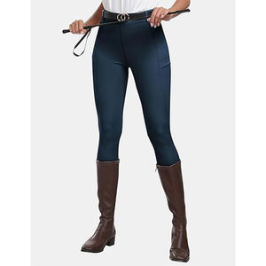 Pantalones de equitación para mujer con parche de silicona en la rodilla, pantalones ecuestres de tela ligera y flexible para montar al aire libre y competición. - Product Image 6