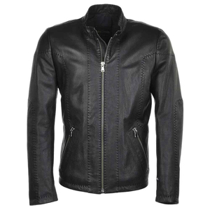 Veste en cuir pour homme de haute qualité, col montant, grande taille, logo sur le devant, imperméable, respirante, pour usage extérieur - Product Image 4