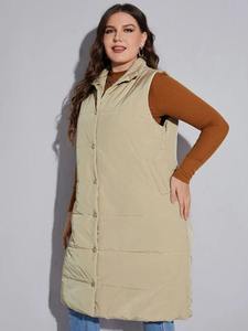 2025, venta al por mayor, chaleco de moda, chaqueta acolchada sin mangas para mujer de invierno, chaleco acolchado con cuello levantado - Product Image 3