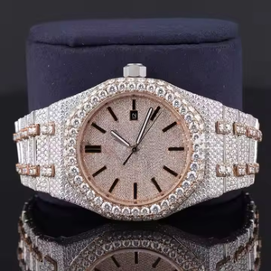 Reloj Mecánico de Lujo con Moissanita, Probador de Diamantes, Reloj con Incrustaciones de Diamantes, Reloj de Hombre con Bisel de Acero Inoxidable, Reloj de Rapero con Diamantes VVS para Hombre - Product Image 1