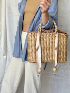 2024กระเป๋าถือผู้หญิงหรูหราห่วงโซ่ปิดซิปลายดอกผักตบชวาวัสดุธรรมชาติมีสไตล์สำหรับถ่ายภาพในงานแต่งงาน - Product Image 5