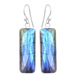 Colgante con forma de rectángulo de labradorita Natural hecho a mano, bisel de piedras preciosas de Plata de Ley 925, gota moderna para Niñas para fiestas - Product Image 2