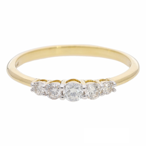 Elegant 14K Gold Five-Stone Diamond Ring Timeless Prong Setting with Natural Round-Cut Diamonds Classic Lasting Brilliance - Product Image 1