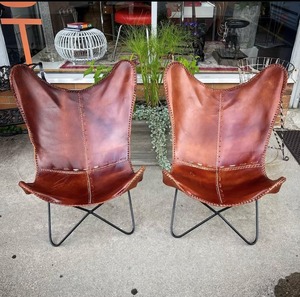 Antique Style Leather Butterfly <b>Chair</b> Foldable Rustic Design <b>for</b> Outdoor Bedroom Dining Room Use Powder Coated Leisure <b>Chair</b> - Product Image 3