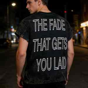 T-shirt pour homme en coton 100% de fabrication régulière, à épaules tombantes, imprimé à l'écran, vintage, délavé à l'acide, délavé - Product Image 5