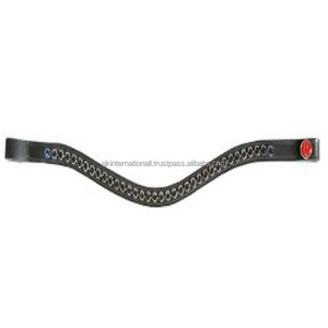 Top Quality Black Empty Channel Leather Horse Brow Band Inlaid Black Round <b>Crystals</b> Diamante Mega Bling Full <b>Stitched</b> Brow Band - Product Image 4