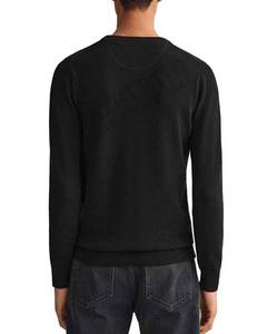 Suéter de cuello redondo de piqué de algodón en color negro Venta al por mayor Cárdigan superventas Ropa de invierno Suéteres de alta calidad transpirables - Product Image 2