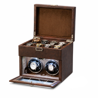 Remontoir de montre automatique à 2 emplacements avec boîte de rangement pour 10 montres en cuir PU et couvercle en verre pour montres pour hommes