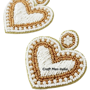 Boucles d'oreilles chrétiennes à la mode bohème faites à la main accrocheur perle de riz en forme de coeur perle multicolore cadeau de saint valentin - Product Image 2