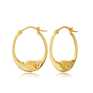 Pendientes de plata de primera ley con forma de Luna, aretes, plata esterlina 925, oro de 22 quilates, Estilo Vintage, turco, hecho a mano - Product Image 1