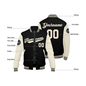 Veste universitaire universitaire personnalisée avec corps en laine et manches en cuir col montant-MCACVJ-48 en vrac logos brodés sur le devant - Product Image 4