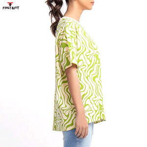 Camiseta de Manga Corta de Algodón 100% Casual, Tejida, con Cuello Redondo, Nuevo Diseño, Sublimación Personalizada para Mujer, Verano, Venta al Por Mayor - Product Image 2