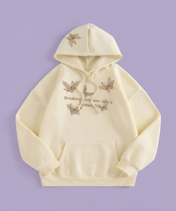 Oversized Neutral <b>Aesthetic</b> Women Hoodies Minimalist Custom Print Oversized Fleece Sweatshirt Trendy Casual <b>Tops</b> Private Label - Product Image 1