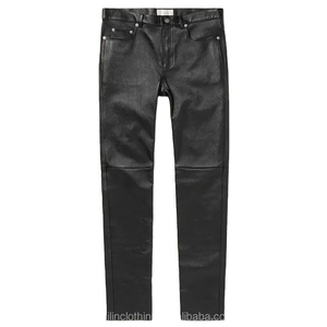Pantalon en cuir taille haute à jambe large pour hommes, nouveau style de rue à la mode avec poches avant, vêtements en cuir de haute qualité au meilleur design - Product Image 1