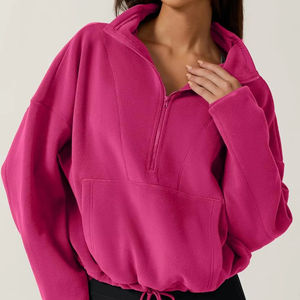 Sudadera Transpirable para Mujer con Cuello Alto y Cierre de Cremallera de un Cuarto, 100% Algodón, Ligera, de Secado Rápido, Estilo Urbano - Product Image 1