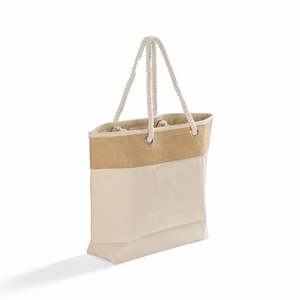 Sac fourre-tout en jute et toile de couleur unie de qualité supérieure avec fermeture éclair, caractéristiques thermiques portables, logo personnalisable pour toutes les saisons - Product Image 3