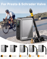 Portable Electric Bike Tire Pump ABS Material 120PSI Fast Inflate Digital Display Battery Detachable for Road/Mountain/E-Bikes