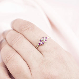 Vente en gros de bague réglable en argent sterling 925, bijoux originaux multi-pierres précieuses en quartz, saphir et pierre de naissance pour femmes - Product Image 4