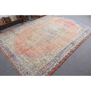 Tapis turc, grand tapis vintage 6,2x9 pieds, tapis camouflage rouge et bleu - Product Image 2