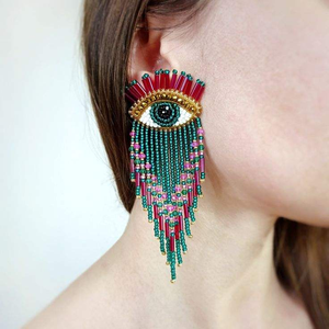 ต่างหูห้อยรูปนกประดับลูกปัด งานปักลูกปัด ต่างหูลูกปัดเม็ดเล็ก งานฝีมือ ต่างหูแฟชั่น - Product Image 4