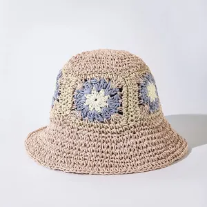 Sombrero de papel con patrón Floral, sombrero de paja, estilo bohemio, regalo Ideal para el verano, venta al por mayor, de Vietnam