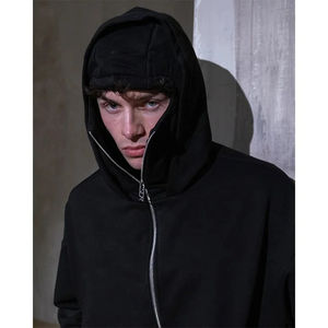 Sweat à capuche unisexe avec fermeture éclair intégrée, masque facial en polaire épais, logo personnalisé, pull d'hiver pour hommes et femmes, streetwear - Product Image 3