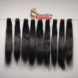 Extensiones de cabello humano virgen crudo vietnamita, máquina de cabello de templo recto, paquetes de trama doble, cabello humano indio crudo - Product Image 5