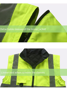 Vêtements de travail d'hiver pour hommes, veste de sécurité à capuche, vêtements en toile de construction réfléchissants haute visibilité pour temps froid - Product Image 2