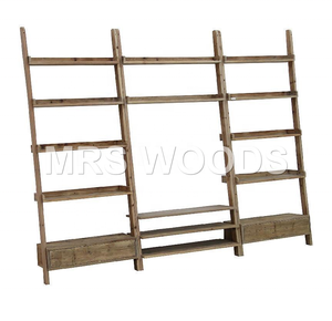 MRS WOODS <span class=keywords><strong>Escalera</strong></span> de estantería de <span class=keywords><strong>madera</strong></span> recuperada personalizada <span class=keywords><strong>Madera</strong></span> duradera Uso conveniente para estantería Estantería americana <span class=keywords><strong>Escalera</strong></span> deslizante - Product Image 3