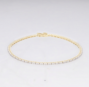 Bracelet de tennis classique élégant en or 14 carats 1.38CTW Bracelets en diamant à sertir sécurisé en diamant de taille ronde naturelle - Product Image 4