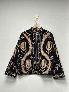 Veste courte en velours brodée Suzani, veste courte de festival, veste unisexe pour femme, cadeau pour femme, boléro de mariée - Product Image 3