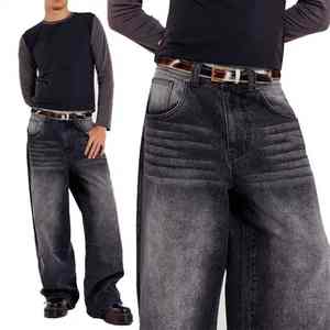 กางเกงยีนส์ทรงหลวมผู้ชาย ราคาโรงงาน ผ้าฝ้าย 100% ซักแล้ว เอวกลาง ขากว้าง สไตล์ลำลอง ขาดๆ แบบขายส่ง - Product Image 2