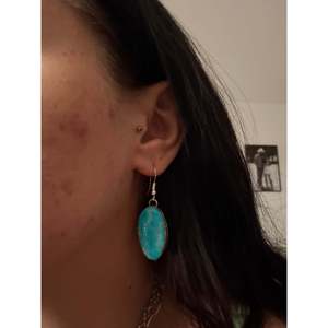 Navajo Handmade <b>Red</b> Skin Turquoise & Sterling Silver <b>Drop</b> <b>Earrings</b> Water <b>Drop</b> Shape - Product Image 2