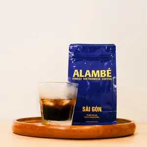 Specialty Beverage Sealing Zip Bag Arabica & Robusta Alambe Sai Gon Whole Bean Coffee 1kg Exported From Vietnamese Brand