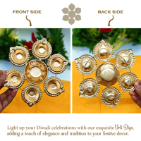 Urli Diya en fer traditionnel de meilleure qualité avec 6 Diyas attachés Original Indian Factory Home Decor pour Pooja Festivals