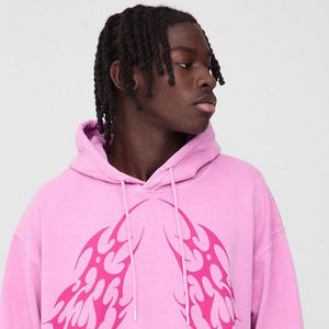 Sweat-shirts pour hommes de qualité supérieure, personnalisés, surdimensionnés, couleur rose, imprimés graphiques, basiques, en coton, streetwear, sweat-shirt à capuche avec poches - Product Image 6