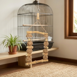 Natural Brown Bamboo Seagrass Hanging Classic Bird <b>Swing</b> Perch Frame Toy Small Medium Birds Pet Cage Stand Wholesale Dekor Asia - Product Image 5