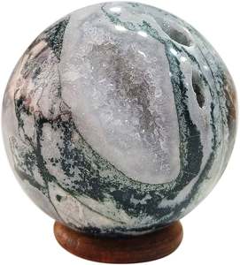 Esfera de ágata Druzy Natural de calidad superior al por mayor, piedras preciosas pulidas Lisas para curación de Chakras, Feng Shui, piedra tallada de amor - Product Image 1