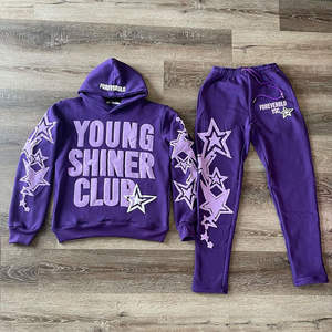 Ensemble de survêtements personnalisés à imprimé bouffant et empilé Respirant 80% Coton 15% Polyester 5% Spandex Survêtements évasés pour enfants - Product Image 6