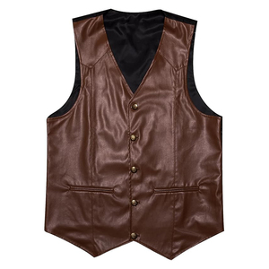 Gilet de costume en cuir véritable pour hommes gilet de cow-boy occidental décontracté col en V gilet léger de qualité supérieure sur mesure 2025 nouveau Style gilets - Product Image 1