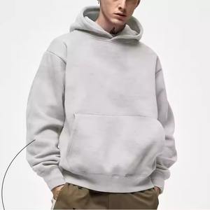 Sweat à capuche uni de luxe pour homme, coupe classique, polyester/coton, poids lourd, impression personnalisée, épaules tombantes, streetwear d'hiver - Product Image 5