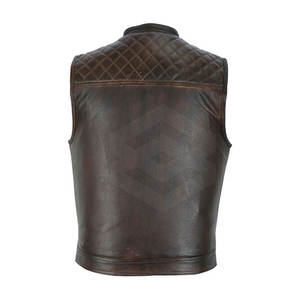 Gilet en cuir Veste coupe-vent en cuir pour motards OEM ODM Gilet en cuir pour hommes - Product Image 3